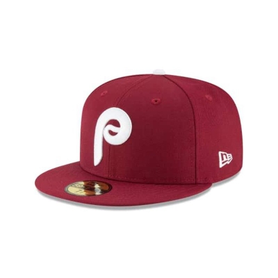 Red Philadelphia Phillies Hat - New Era MLB 1970 Cooperstown Wool 59FIFTY Fitted Caps USA0736451